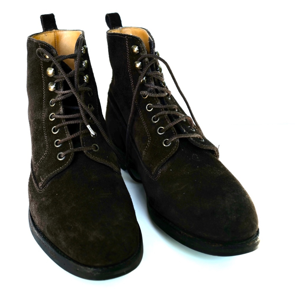 Peal & Co Alfred Sargent 9D Chocolate Brown Suede Boots Brooks Brothers England